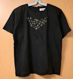 RAW SIENRA　花柄刺繍　ブラック　Tシャツ