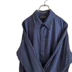 無地　craft & barrowe 長袖シャツ　胸ポケット付き　ネイビー　L