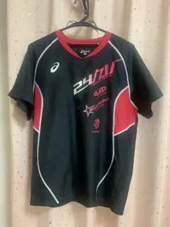 asics 24VIZU バレーボールシャツ Sサイズ 黒/赤