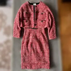 ラ・ブレア 赤ツイードチェック柄 スーツ