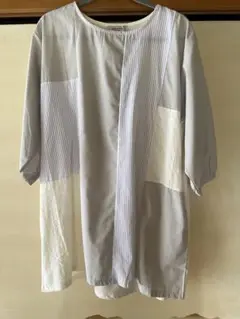 【大きいサイズ】　パッチワーク風 七分袖 チュニック