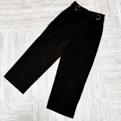 コラージュ【S】ワイドストレートパンツ リングベルト付き 黒 ゆったり