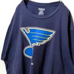 リーボックNHLセントルイスブルース デカロゴ Tシャツネイビー紺色XL古着
