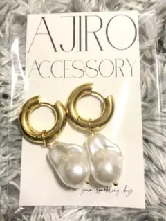 ajiro パールつきフープピアス サージカルステンレス