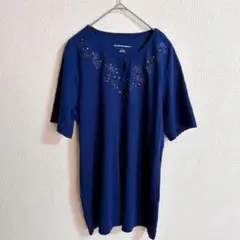Allison Daley 【Ｌ】カットソー ネイビー刺繍トップス