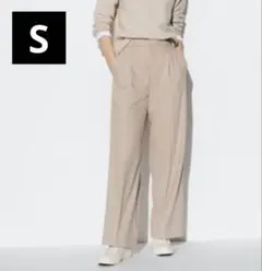 UNIQLO タックワイドパンツ　ベージュ　S 2024年