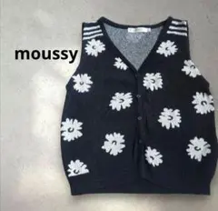 MOUSSY DAISY JACQUARD KNIT ベスト　ブラック系　フリー