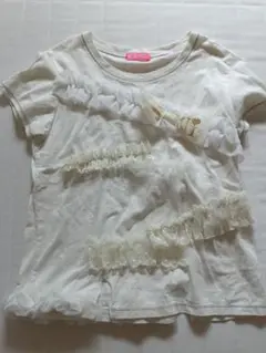 ロニィ　フリル装飾 ホワイト Tシャツ