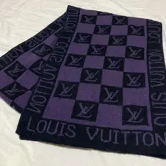 LOUIS VUITTON ルイヴィトン 総柄 マフラー パープル ノベルティ