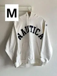 【美品】ノーティカ NAUTICA パーカー サイズM カラーホワイト ロゴ