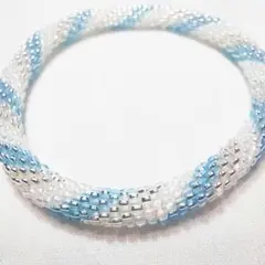 キラキラ水色・シルバー・クリアのチューブクロッシェ 16cm