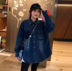 ゆったりデニムシャツ☆冬春にぴったりお出かけデート用普段着