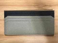 バイカラー　極薄　スリム長財布　ブラック×グレー