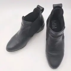 【fitfit】本革 サイドゴア ショートブーツ 24.0cm 黒
