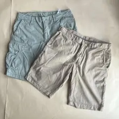 UNIQLO メンズ ハーフパンツ コットン100% M カーキ ベージュ２枚