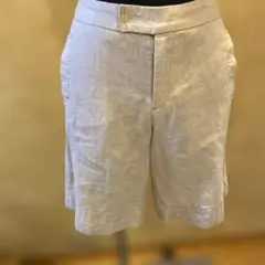 麻100%ライトグレー ショートパンツ　日本製