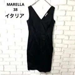 MARELLA ノースリーブ　ワンピース　シャツ　黒　イタリア　コットン　38