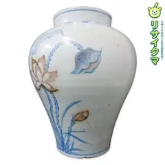 李朝、白磁、辰砂、鹿、鶴、亀図、大壺。 李朝、白磁、辰砂、鹿、鶴、亀図、大壺。