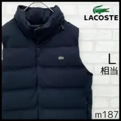 【入手困難】極美品 ラコステ 収納フード ピケダウンベスト L 紺 羽織り