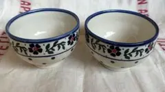 ポーリッシュポタリー　ポーランド食器　茶碗 ボウル　花柄　2個セット