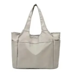【グレージュ】新品　トートバッグ　ナイロン　シンプル　マザーズバッグ　A4