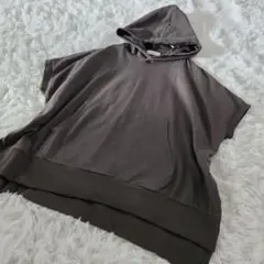 Scholar. トレーナー パーカー 半袖 スウェット グレー M フード