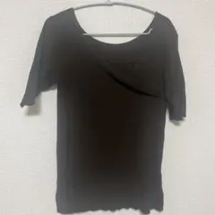 ダークブラウン Vネック 半袖Tシャツ　ニット
