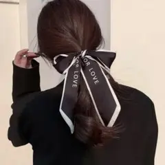 【翌日発送】スカーフ ロゴ入り 黒 ヘッドアクセ