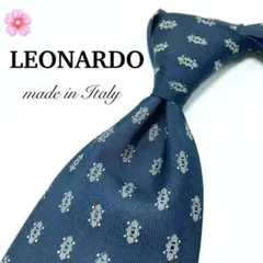 【大特価】LEONARDO レオナルド ネクタイ 小紋柄 ネイビー 紺 ホワイト