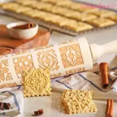 エンボスローラー ローリングピン クッキーローラー 焼菓子 四角 モチーフ
