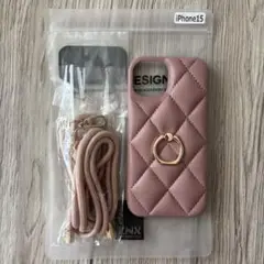 iPhone15 iPhoneケース　スマホケース　スマホショルダー　ピンク