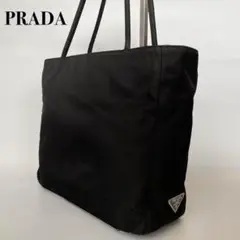 美品✨希少 プラダPRADA ナイロンハンドバッグ 三角ロゴプレート 黒