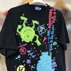 東京ディズニーリゾート・モンスターズインク・両面プリントTシャツ・黒・LL