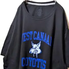 ラッセルアスレティックウェストカナーンコヨーテズ Tシャツブラック黒3XL古着
