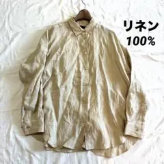 日本製squady リネン100% 長袖ブラウス ゆったり　金ボタン　送料無料