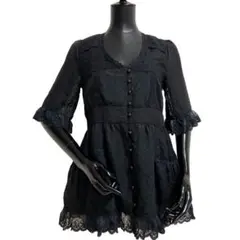 00s TRALALA ドットレース ホワイトシフォン前開きチュニック 姫系 リンク】オーバーレースチュニック(キッズ)(80cm オフ ホワイト