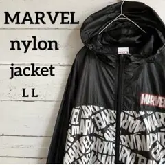 MARVEL マーベルナイロンジャケットフード付き　英字柄