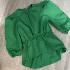 緑色ブラウス XS ZARA