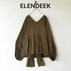 美品 ELENDEEK エレンディーク バックタイプリーツミックスブラウス