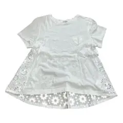 MUVEIL WORK ホワイト ハート型ポケット Tシャツ　変形　異素材