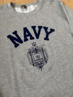 GILDAN社スウェット　ニカラグア製　NAVYプリント 霜降りグレー