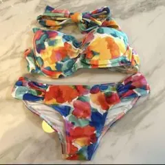 【美品】LANVIN ビキニ　花柄　トロピカル　南国　セパレート水着