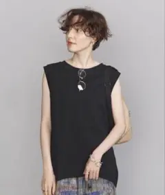 【BEAUTY&YOUTH】コットンミニ裏毛クルーネックベスト スウェット