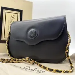 【新品・箱付き】ルイキャトルズ ショルダーバッグ フラップ レザー ブラック