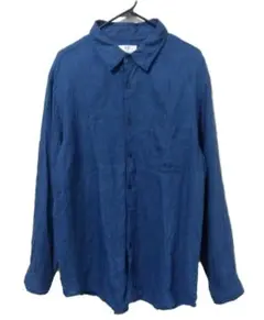 UNIQLO リネン 長袖シャツ XL 長袖シャツ ダークブルー ユニクロ