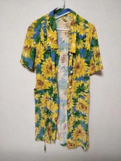 vintage ひまわり柄羽織ワンピース asagi 古着