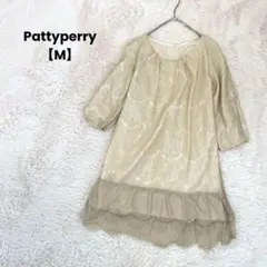 a1260＊Pattyperry レースチュニック　ベージュ【M】5分袖　可愛い