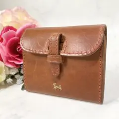 美品✨ HENRY CUIR オールレザー 財布 コイン 刺繍 いぬ ブラウン