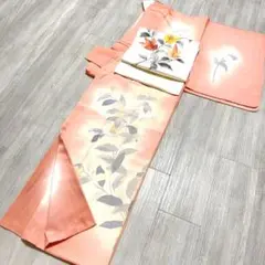 【A01】着物 訪問着・付下 袷 正絹 ピンク 単品 着付練習やアレンジに