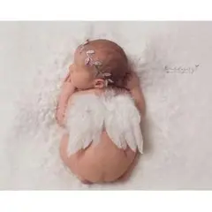ニューボーンフォト ベビー 赤ちゃん 天使の羽 リーフバンド 記念 衣装
